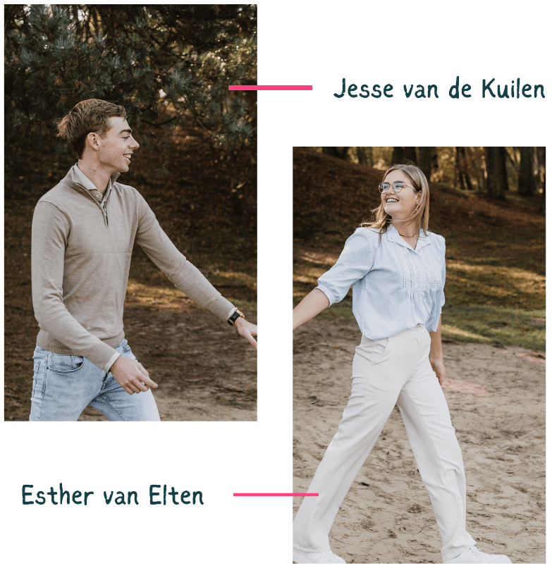 Teamfoto op de "Over ons" pagina – Maak kennis met het duo achter jouw succes.